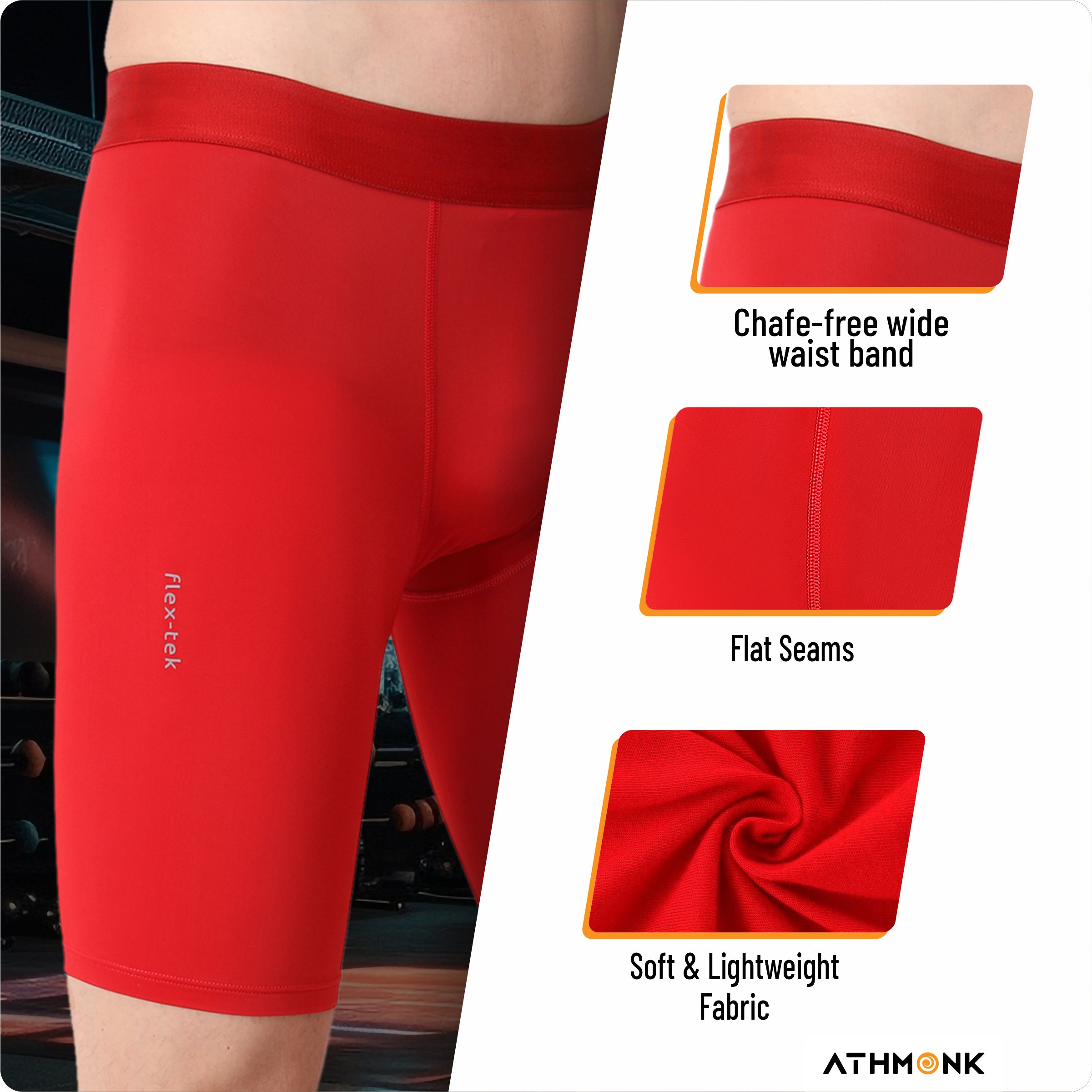 Athmonk 4-Way Lycra Compression Shorts for Men with Phone Pocket | Skin Fit, Non Padded | Cycling Running Workout Gym Cricket Football Sports | Recovery Muscle Support Quick Dry Anti-Chafe